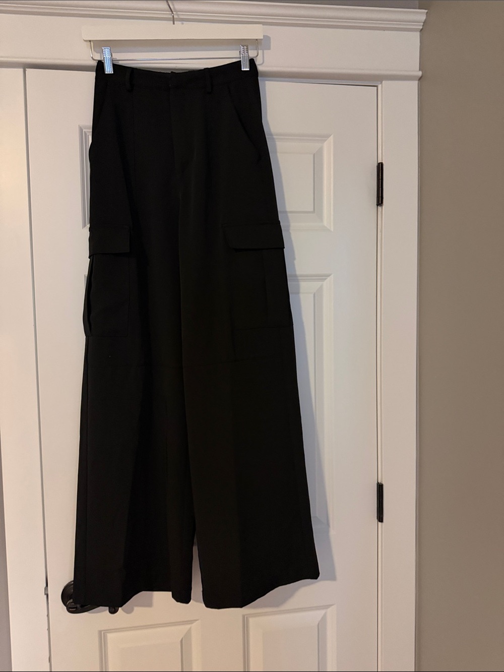 TALULAH Black Wide Leg Cargo Trousers